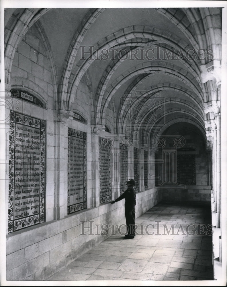 1957 Press Photo The Lord&#39;s Prayer inscribed on walls of Pater Noster Church. - Historic Images