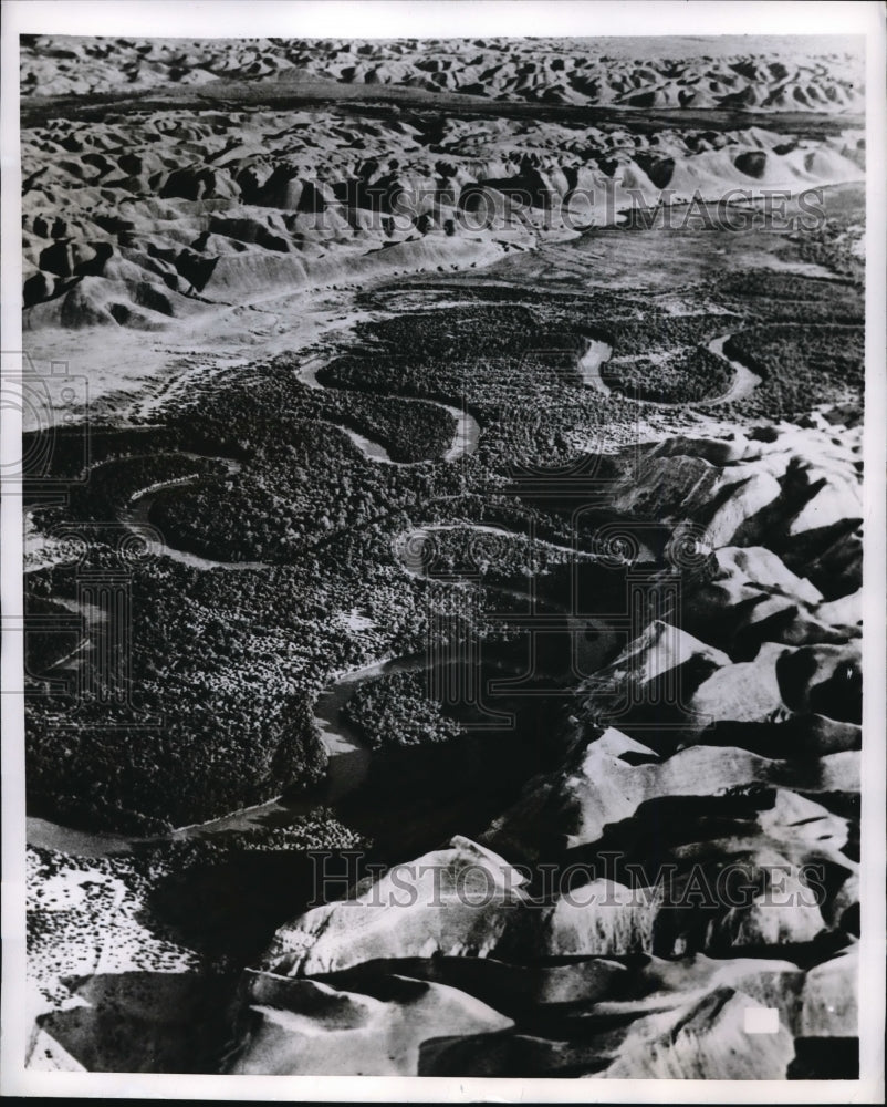 1955 Press Photo Aerial View of Winding Jordan River - Historic Images