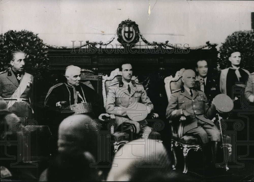 1934 Press Photo King Victor Emmanuel &amp; Crown Prince Umberto At Opening - Historic Images