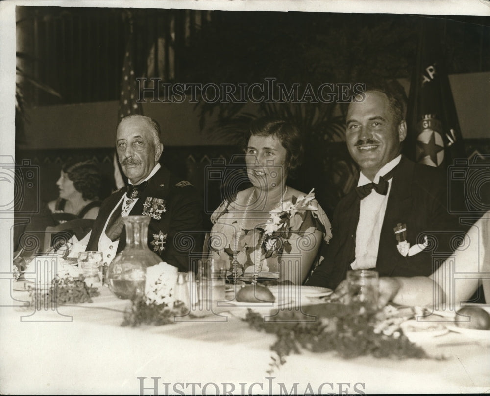 1931 Press Photo Women&#39;s Club Dinner Masonic Temple( L to R) Admiral Baron - Historic Images