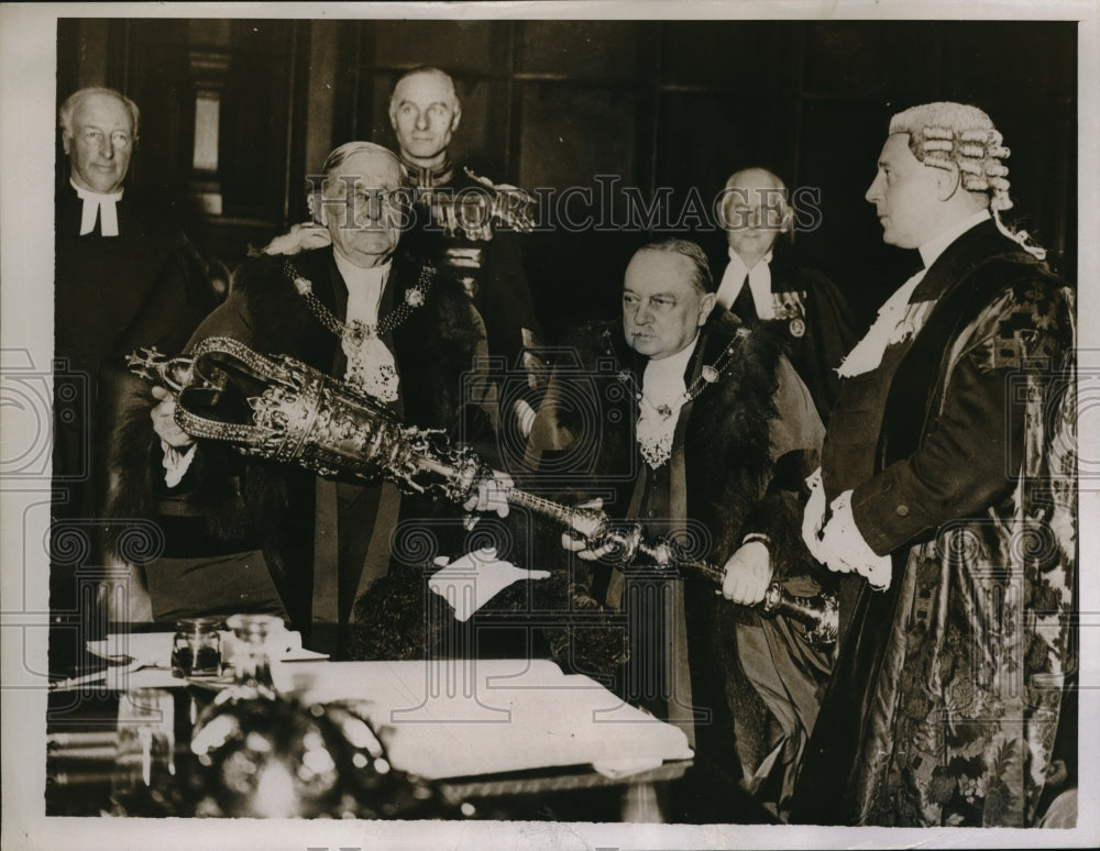 1935 Press Photo Sir Percy Vincent, Lord Mayor London Sir Step Hen Killik - Historic Images