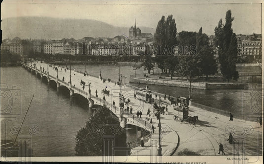 1919 Press Photo Le Port du Mont. Blanc et E'ile Jean-Jacques Rousseau in - Historic Images