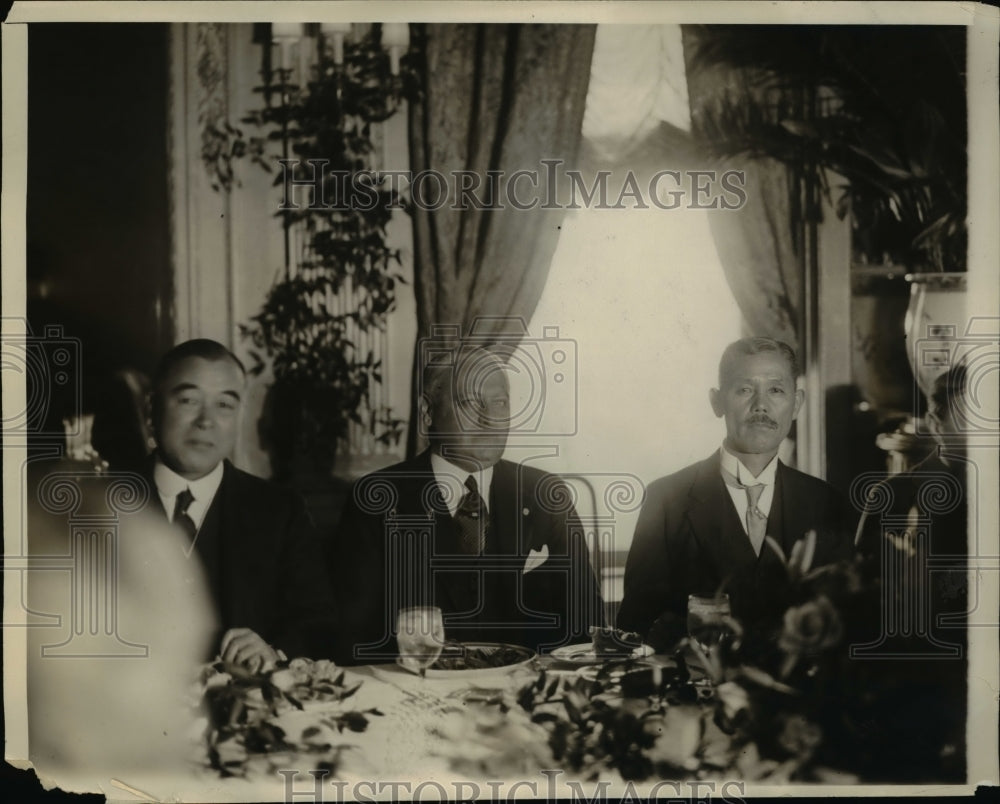 1929 Press Photo Admiral Baron Aba, Mortimer Schiff, Redjiro Wakatsuki - Historic Images