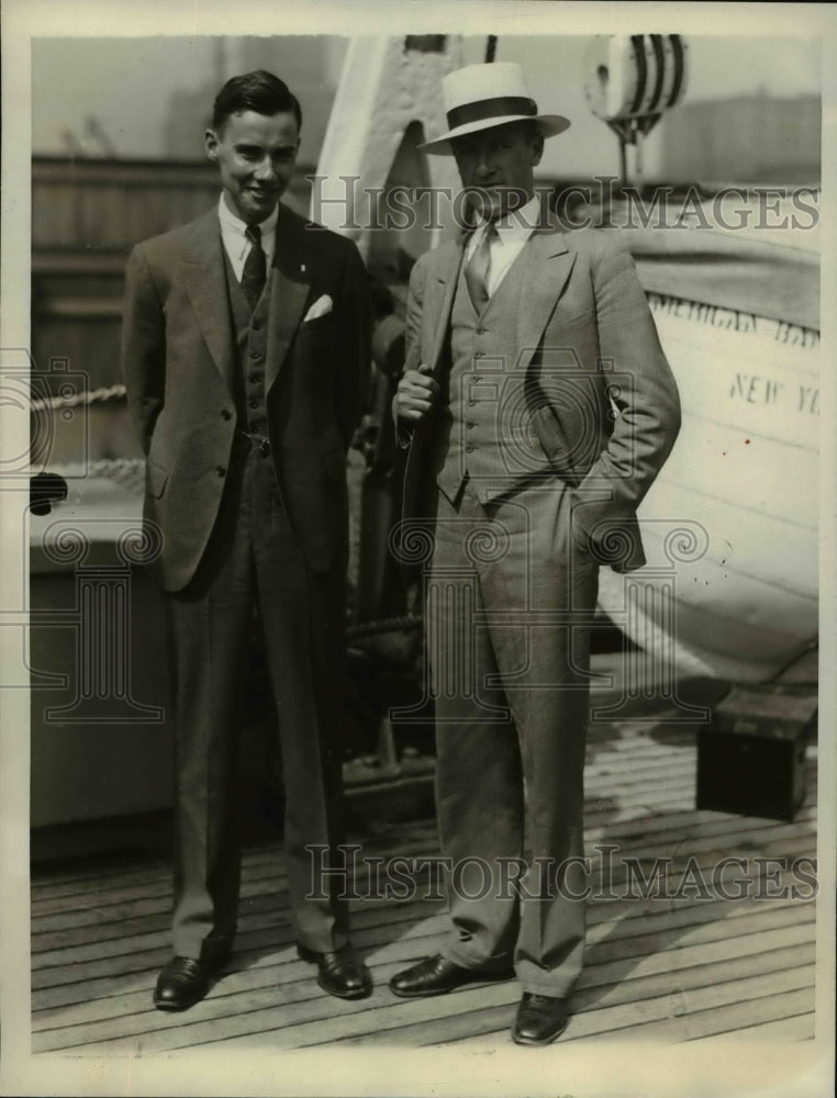1929 Press Photo Columbia University on SS American Banker Cptain Ed Kilroe & - Historic Images