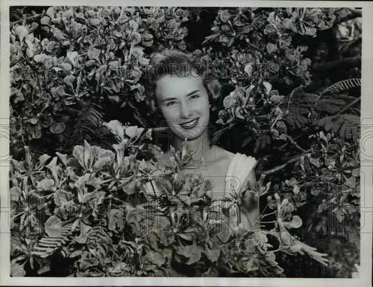 1958 Press Photo Miami Fla Mary Jane Plumner Queen of Poinciana Festival - Historic Images