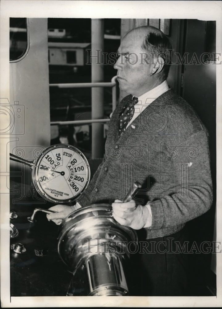 1939 Press Photo Capt. J Fred Swanson designed and built Dolomite Freighter - Historic Images