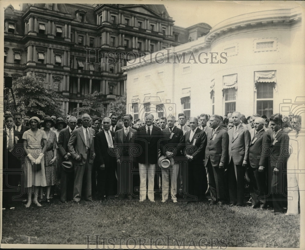 1930 Press Photo Wash DC Delta Upsilon fraternity JD Scott, Pres. Hooverm - Historic Images