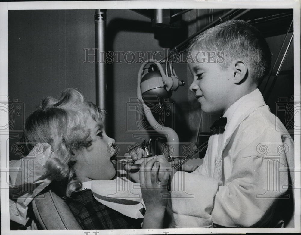 1962 Brad Cart with Sister Celeste Cart Play Dentist - Historic Images