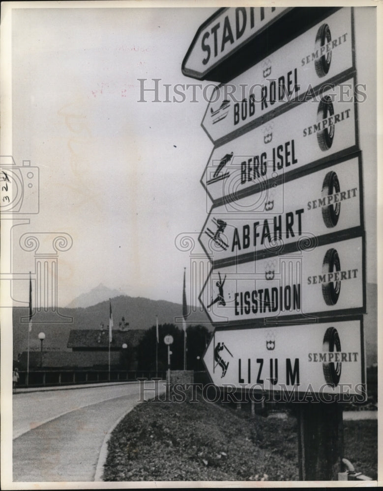 1963 Press Photo Innsbruck Germany signs - Historic Images