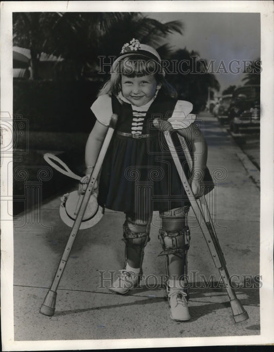 1956 Press Photo Ciara  Jo Proudfoot age 4 Miami Fla Easter Seal girl - Historic Images