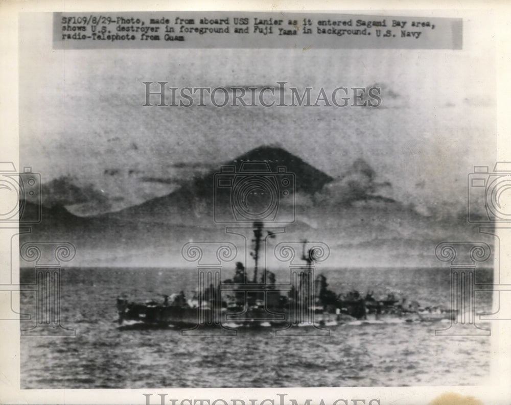 1929 Press Photo US destroyers as seen from USS Lanier at Sagami Bay - Historic Images