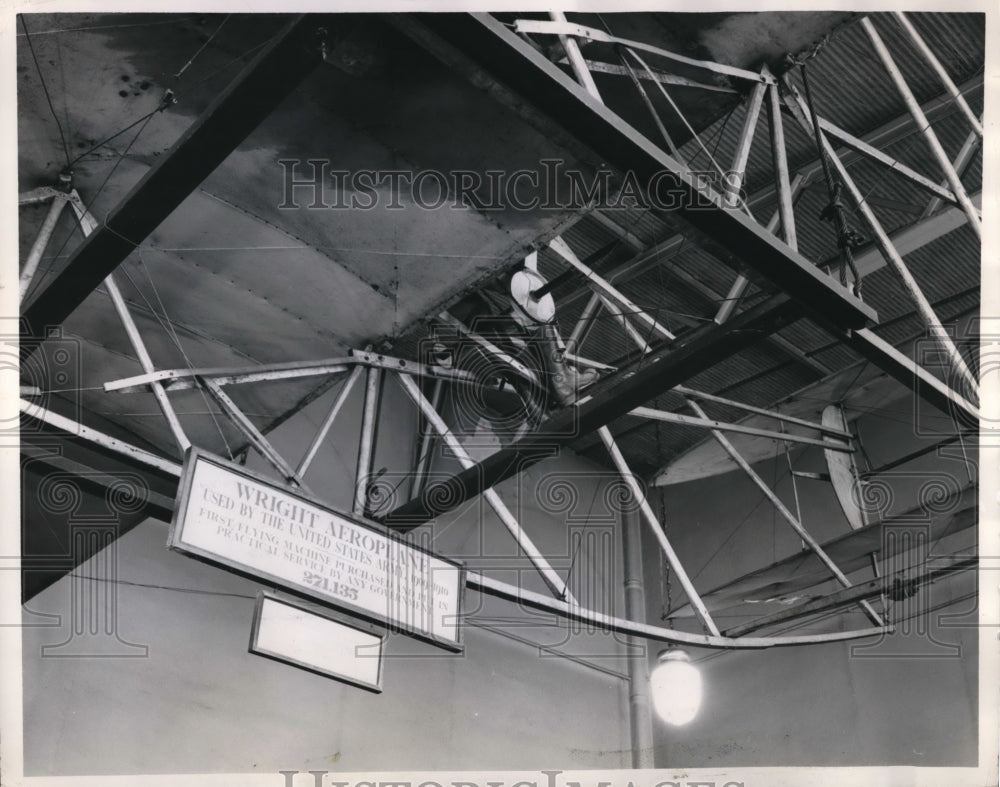 1955 Press Photo Wright biplane from 1910 at Smithsonian Institution - Historic Images