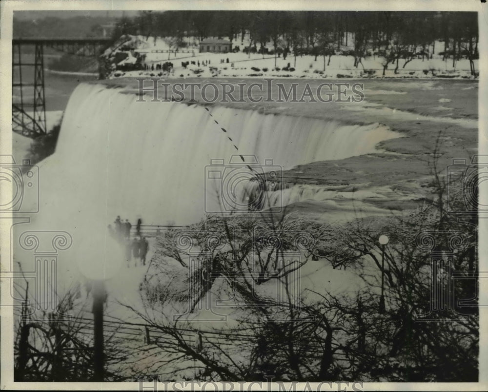 1931 Press Photo Niagara Falls showing the change in contour on American Side - Historic Images