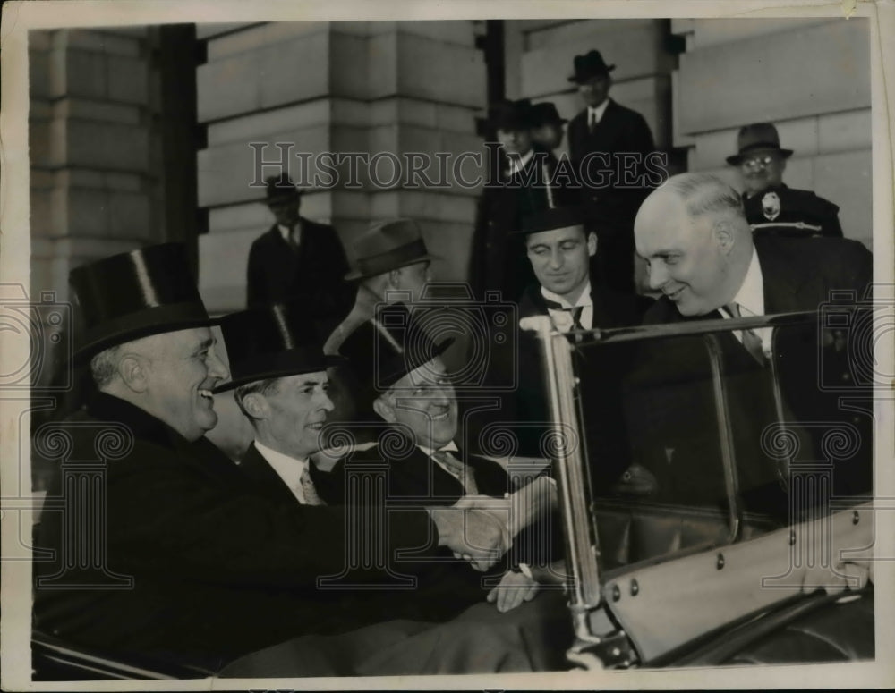 1937 Press Photo President Roosevelt with Kenneth Romney, Marvin McIntyre - Historic Images