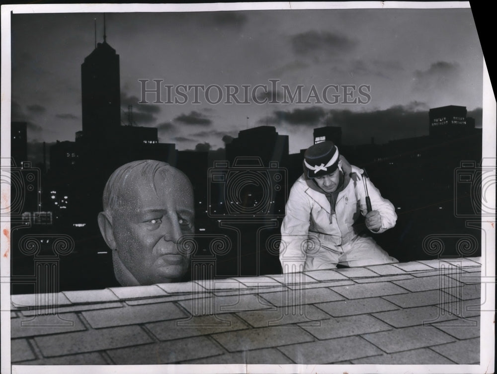 1958 Press Photo The bust of late John Wannamaker being constructed - Historic Images