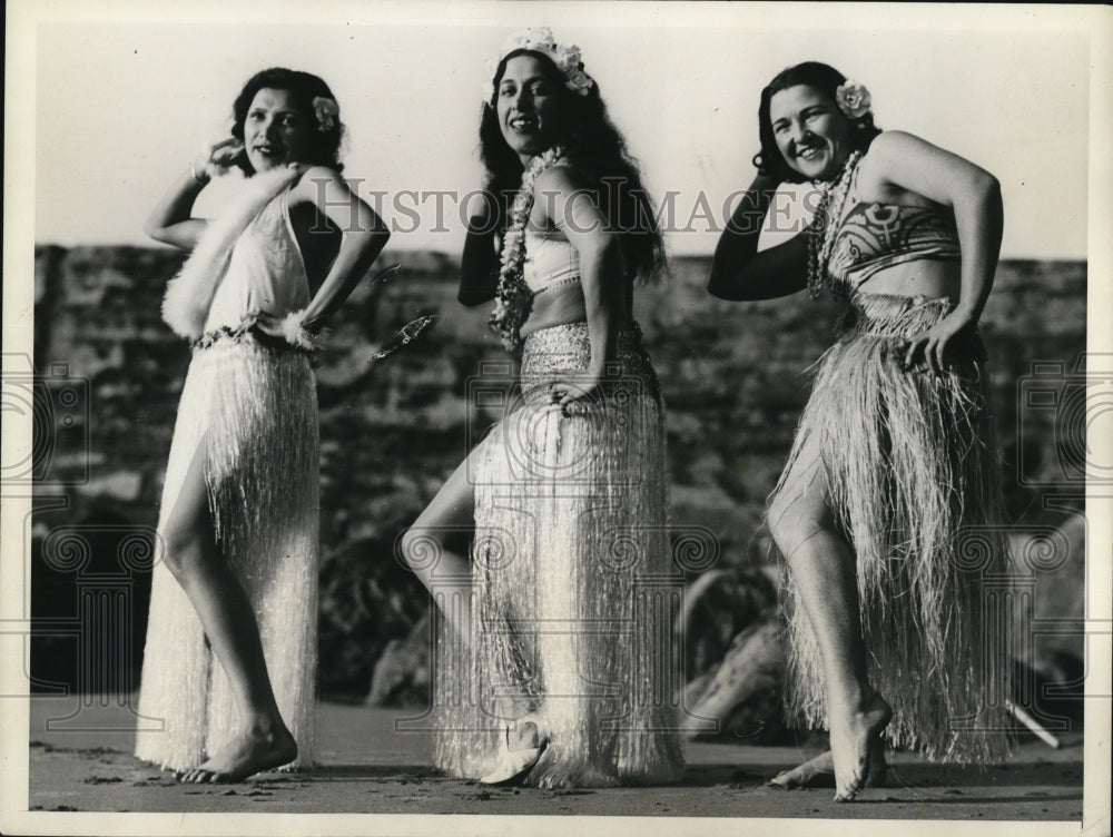 1934 Press Photo Pauline Palakiko, Madeline Del Prado and Aimee Pasard - Historic Images