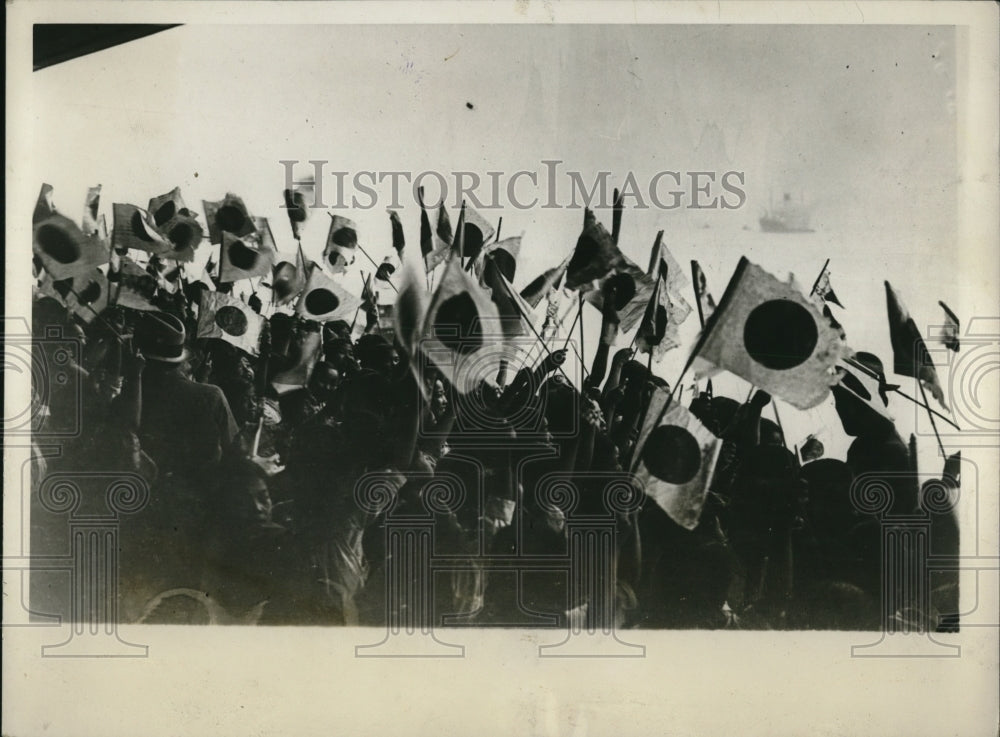 1928 Press Photo Japanese school children welcome Miss Setsu Matsudaira-Historic Images