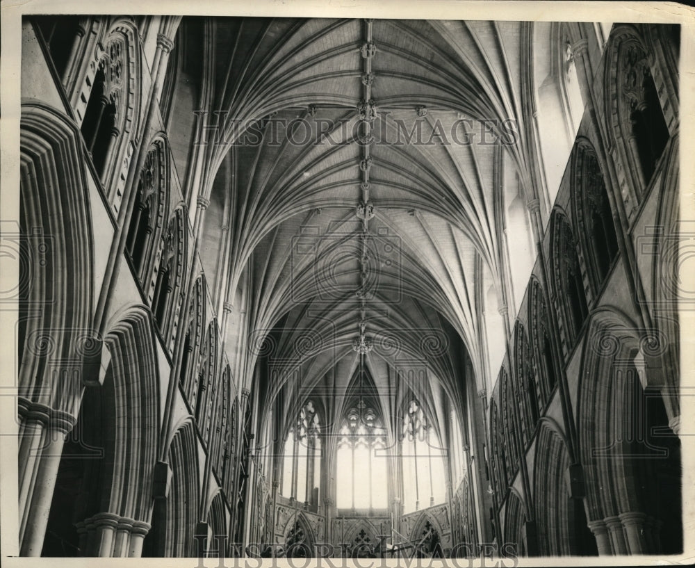1932 Press Photo Lofty Vaulting of Moulded Stone in Washington Cathedral Choir - Historic Images