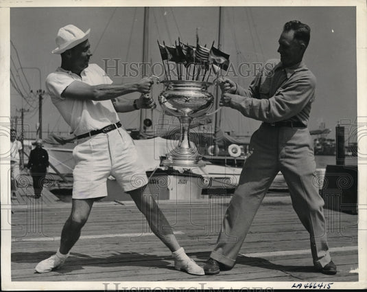 1938 Press Photo San Diego Calif Walter von Hutschler, Victor Doyle & Star Boat - Historic Images