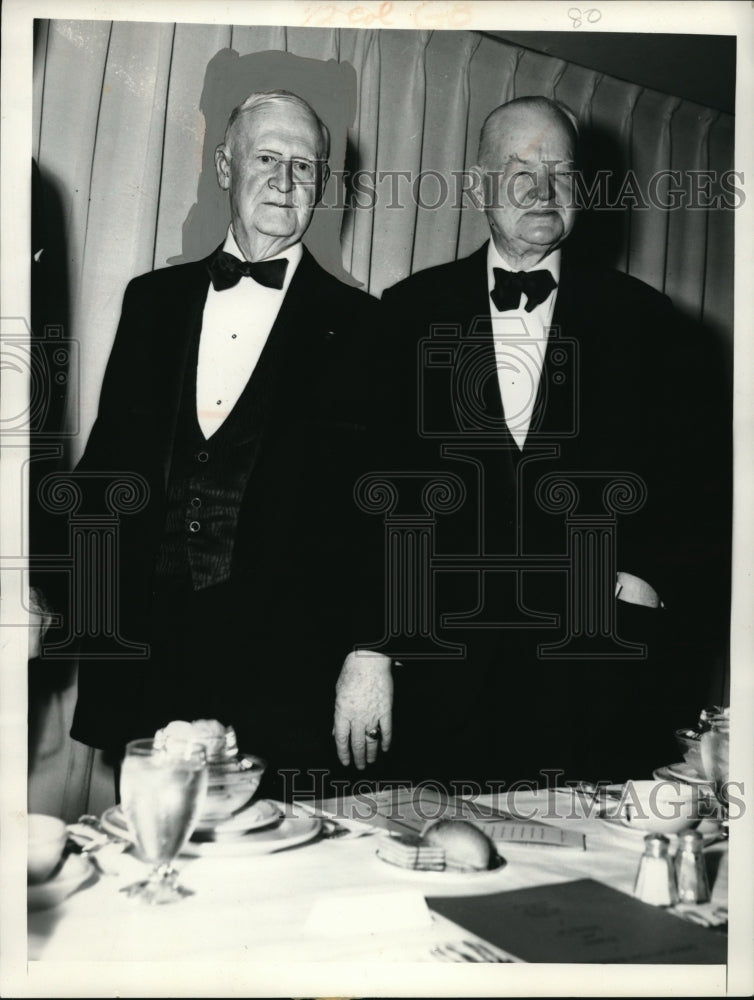 1956 Press Photo Ex-Pres Herbert Hoover &amp; Gen Robert Wood at Boys Club opening - Historic Images