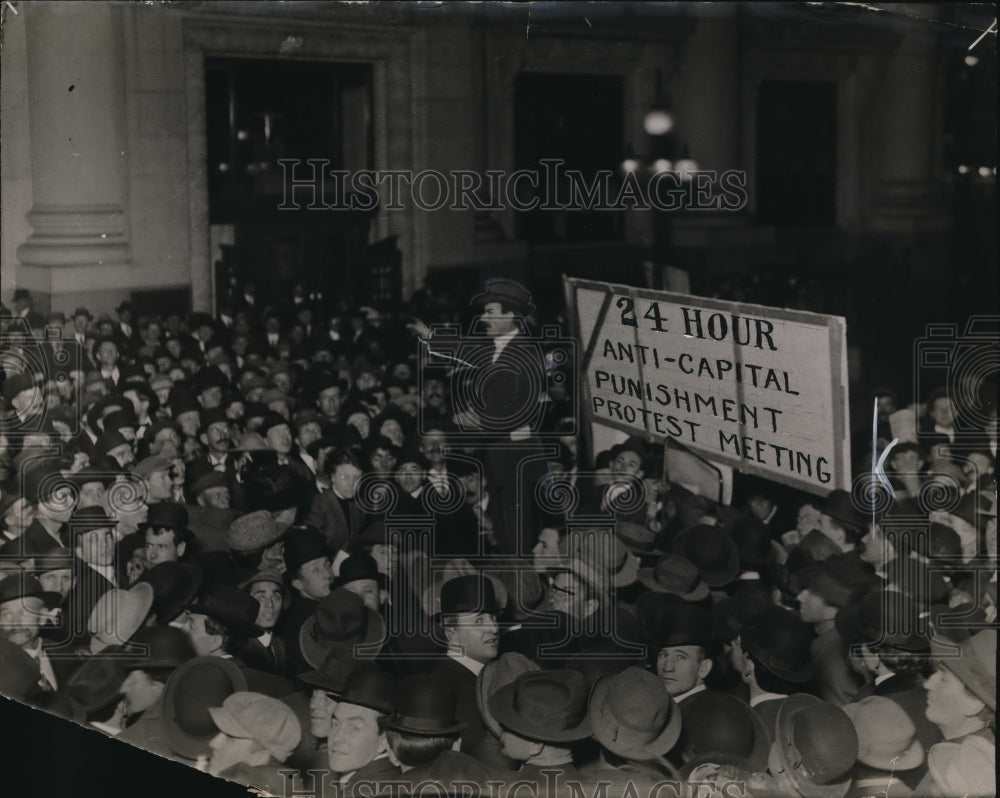 1923 Press Photo Anti Capital Punishment protest meeting crowds - Historic Images