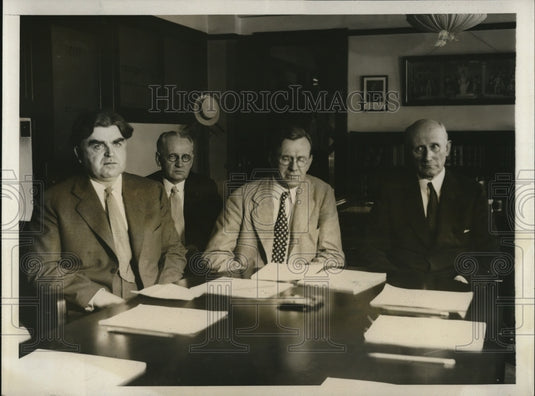 1931 Press Photo John J Lewis Mine Workers pres, Sec Doak & Sec Lamont - Historic Images