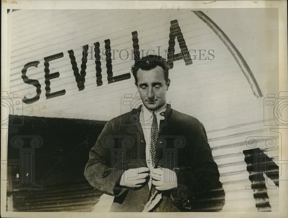 1927 Press Photo Don Jose Ansaldo pilot if inaugural new service plane - Historic Images
