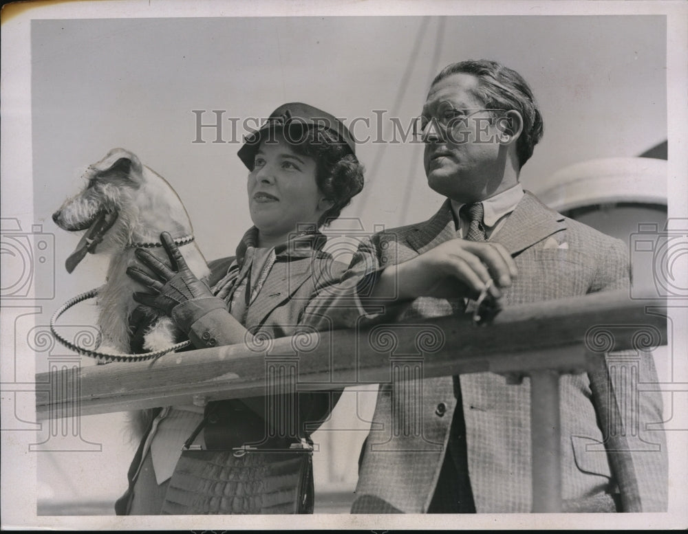 1937 Press Photo Conductor Dr. Arthur Rodzinski &amp; Wife Aboard Ship S.S. Paris - Historic Images