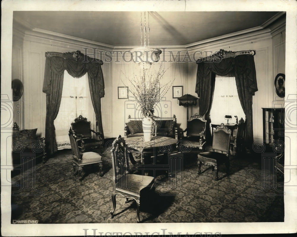 1921 Press Photo Williard Hotel Presidential Suite Sitting Room, Washington - Historic Images