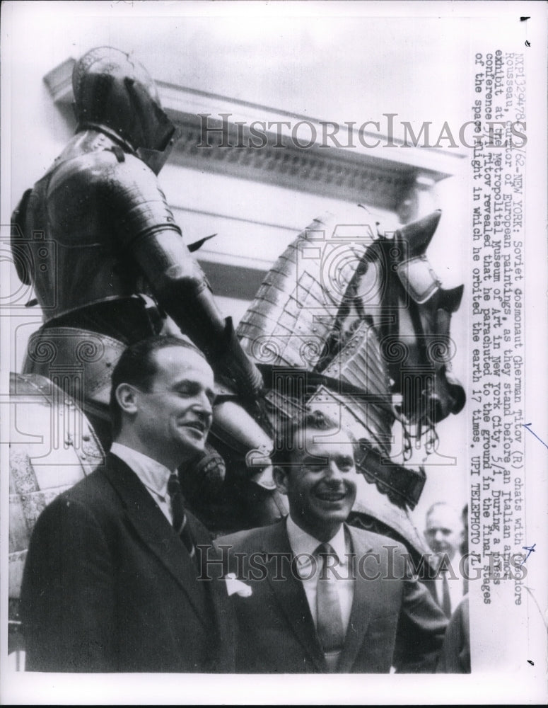 1962 Press Photo NY Soviet cosmonaut Gherman Titov &amp; Theo Rousseau - Historic Images