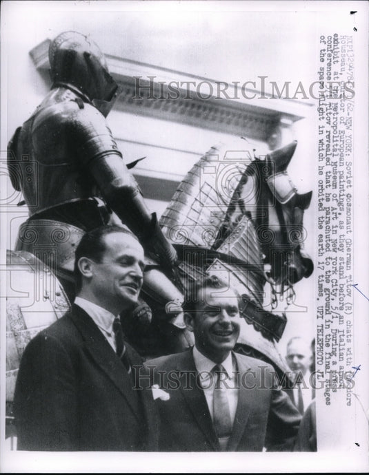 1962 Press Photo NY Soviet cosmonaut Gherman Titov & Theo Rousseau - Historic Images