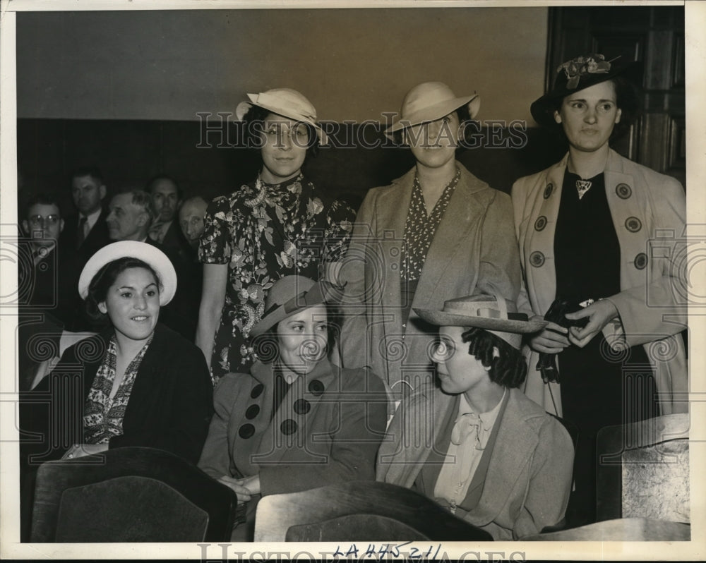 1938 Press Photo Bomb Trial, D. Silva, Mrs. Jouola, V. Silva, C. Salas, Garcia - Historic Images