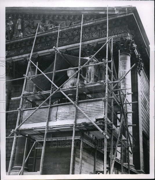 1954 Press Photo Paris France, Marianne Building Renovations In French Republic - Historic Images