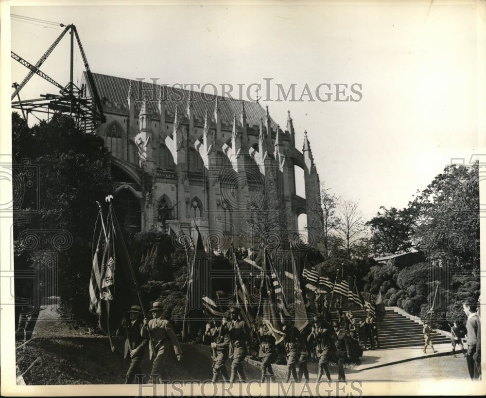 1931 Press Photo Washington Cathedral colors ceremony delegates of the veteran - Historic Images