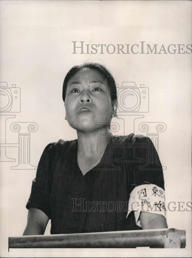 1946 Press Photo Kame Tarizuka, member of the Government Railway Workers Union - Historic Images