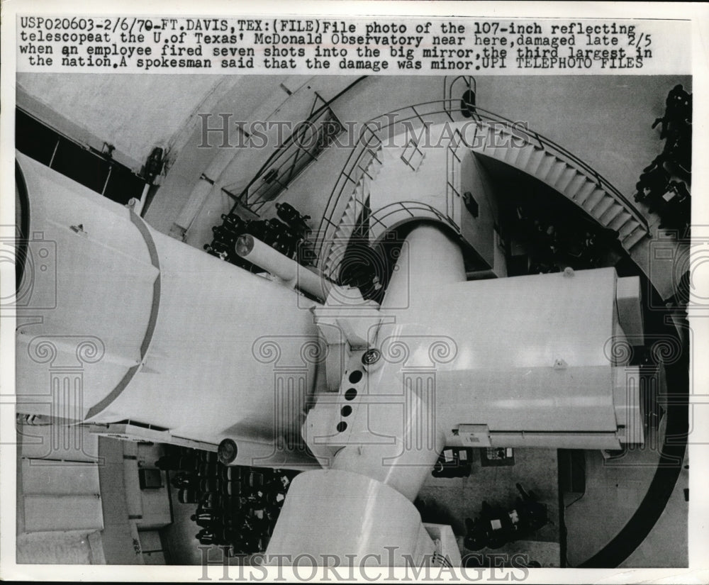 1970 Press Photo The telescope at the University of Texas&#39; McDonald Observatory - Historic Images