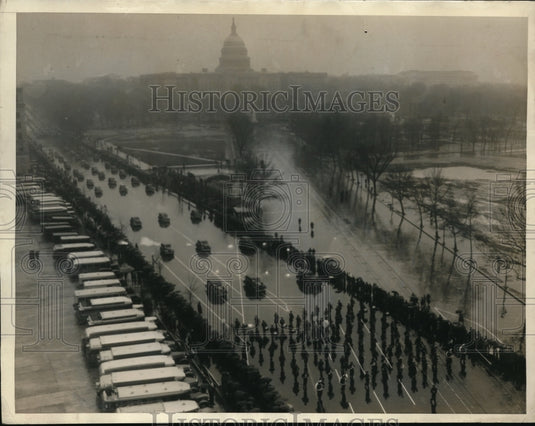 1937 Press Photo US Marine leading Governor's cars in Inauguration parade - Historic Images