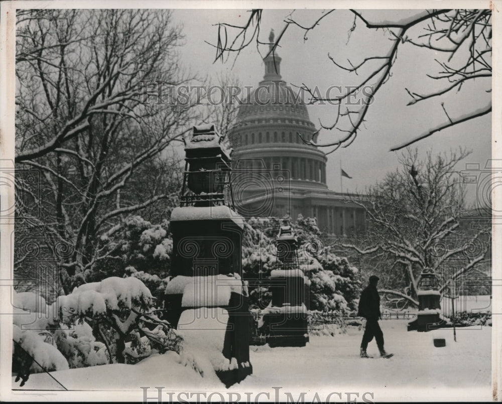 1940 Press Photo White House in snowstorm - Historic Images