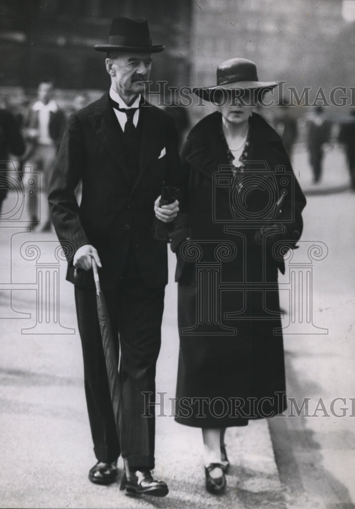 1938  British Premier Neville Chamberlain &amp; wife in London-Historic Images