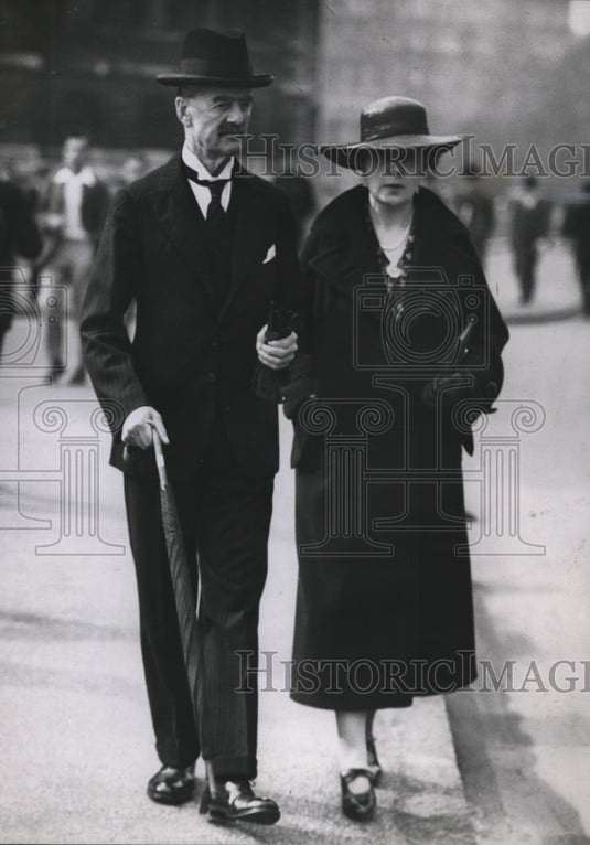 1938  British Premier Neville Chamberlain & wife in London-Historic Images