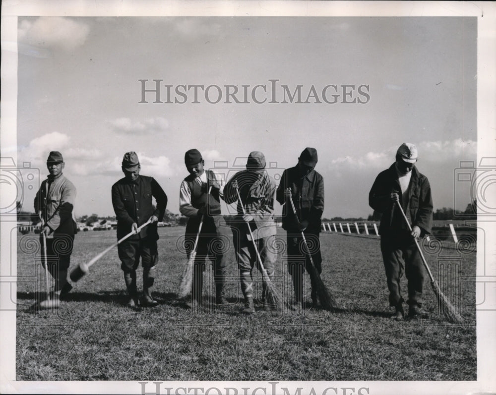 1947 Toyko race course workmen clear the turf for a race-Historic Images