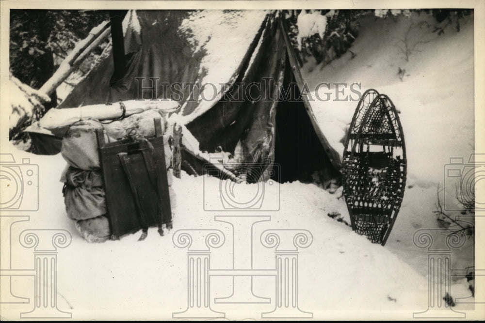 1930 Glacier Natl Park in Mont.snowshoe camp in Rocky Mts-Historic Images