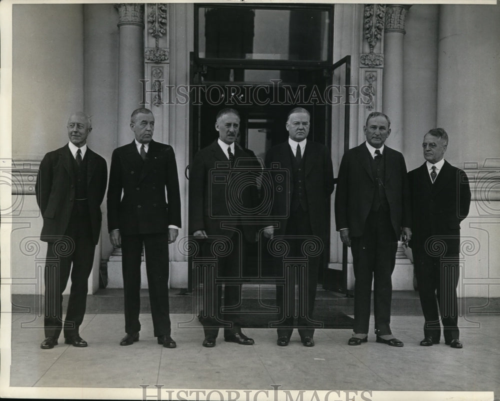 1930 Press Photo Pres Hoover, Sec of Navy Adams, Sen D Reed of Pa-Historic Images