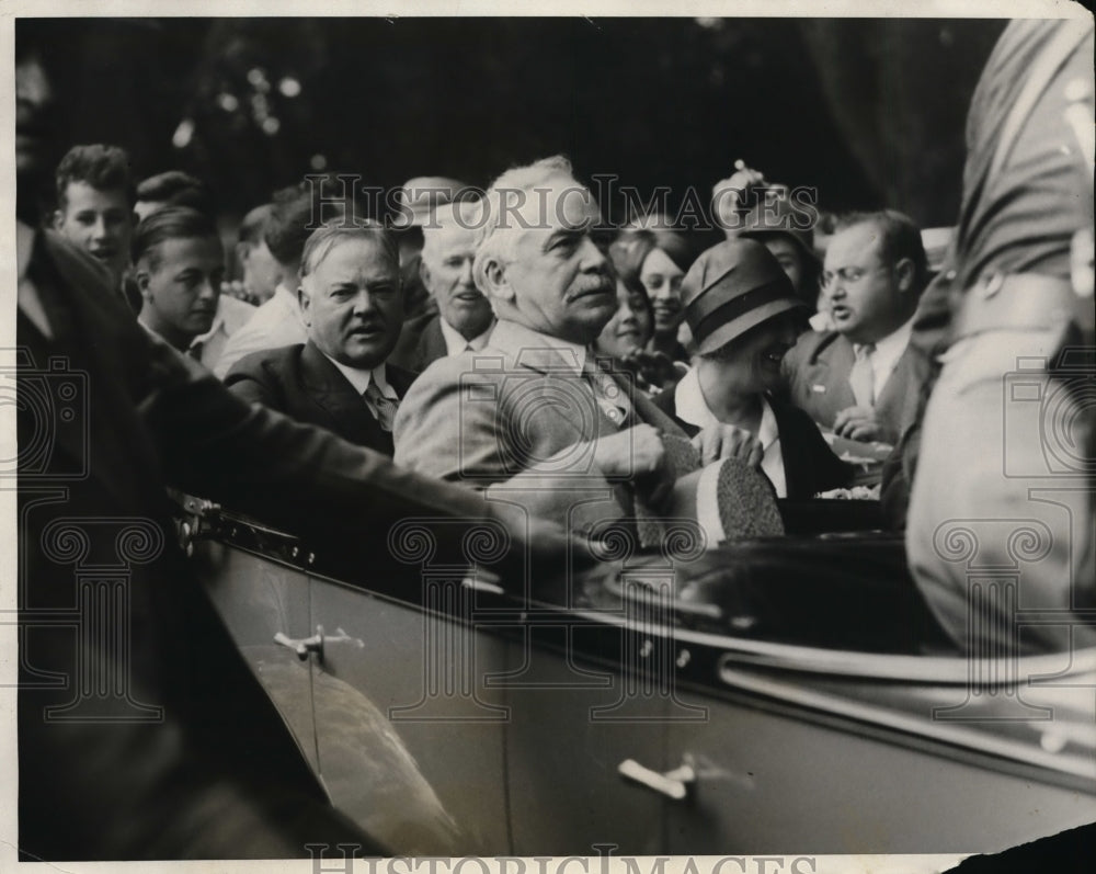 1928 Press Photo Herbert Hoover, James W Good campaign mgr &amp; Mrs Hoover-Historic Images