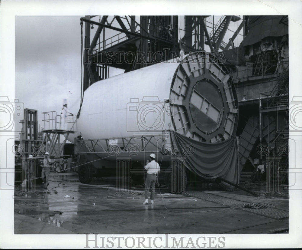 1962 Press Photo S IV Second Stage Arrives at Cape Canaveral Florida Complex 34 - Historic Images