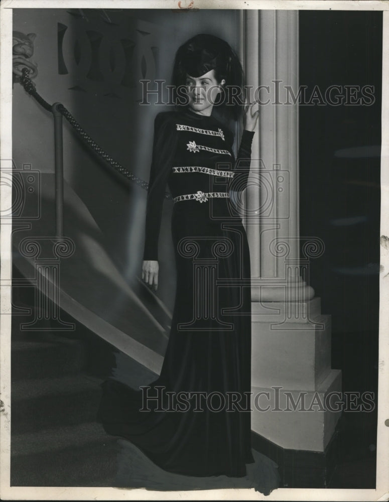 1939 Braided Jackets &amp; Dinner Gown by Nicole de Paris at NY Show - Historic Images