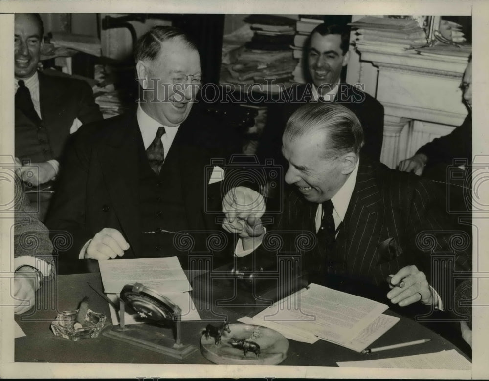 1944 Press Photo Secretary of Nay Frank Knox &amp; Representative Pol Bloom-Historic Images