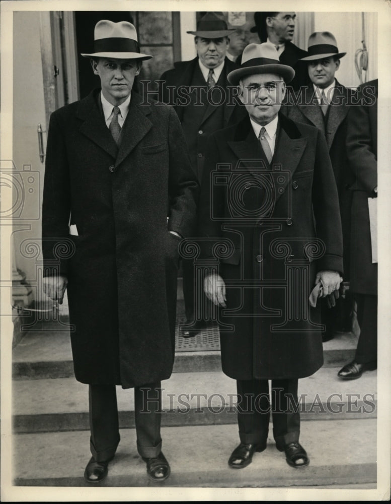 1934 Press Photo Governor Herbert Lehman of NY Fed Relief Admin Harry Hopkins-Historic Images