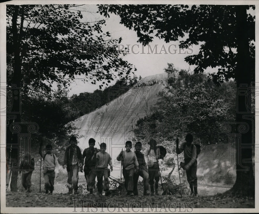 1945 Press Photo Cub Scouts Den 5 Pack 86 at Met Park Euclid Baldy Peak Backgrou - Historic Images