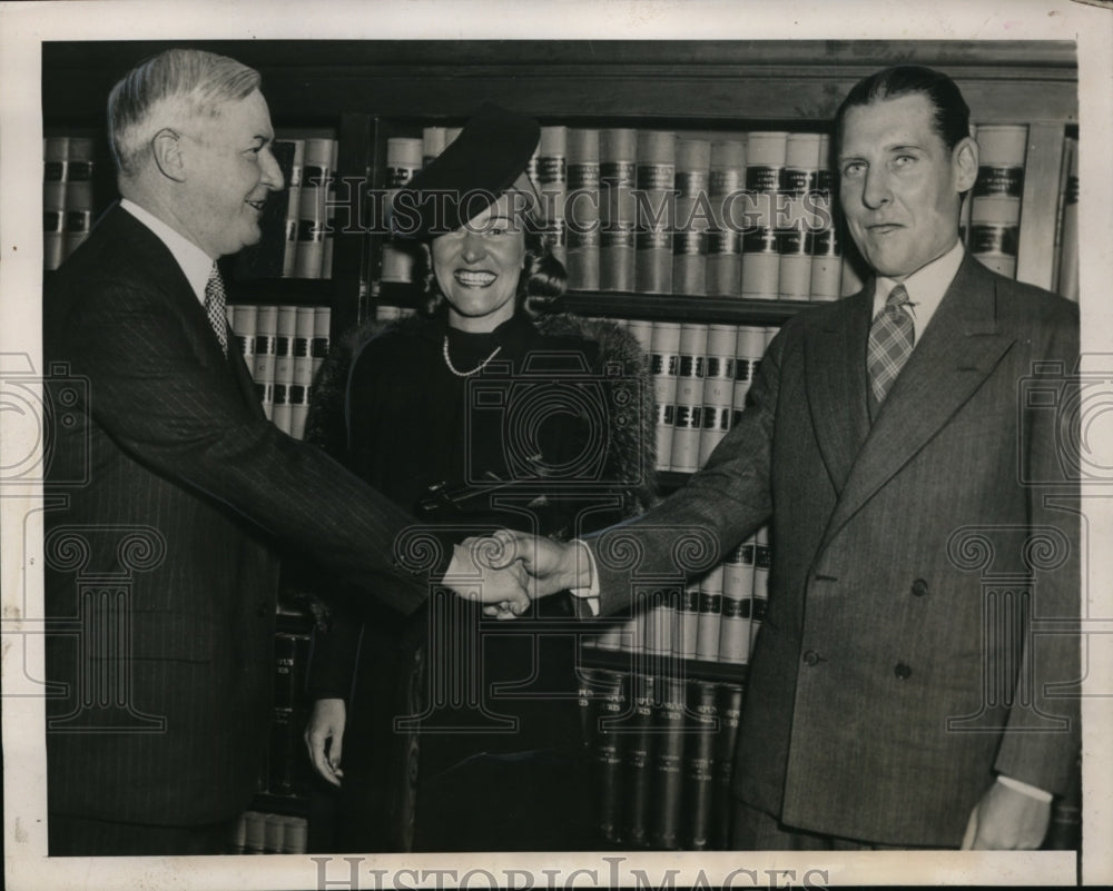 1939 Governor A Harry Moore &amp; Son of Mayor Hague, Frank - Historic Images